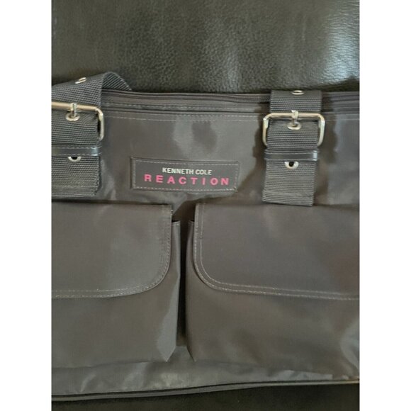 KENNETH COLE Reaction Gray/Pink Nylon Travel/ Messenger Bag NICE SEE ALL - Picture 2 of 16